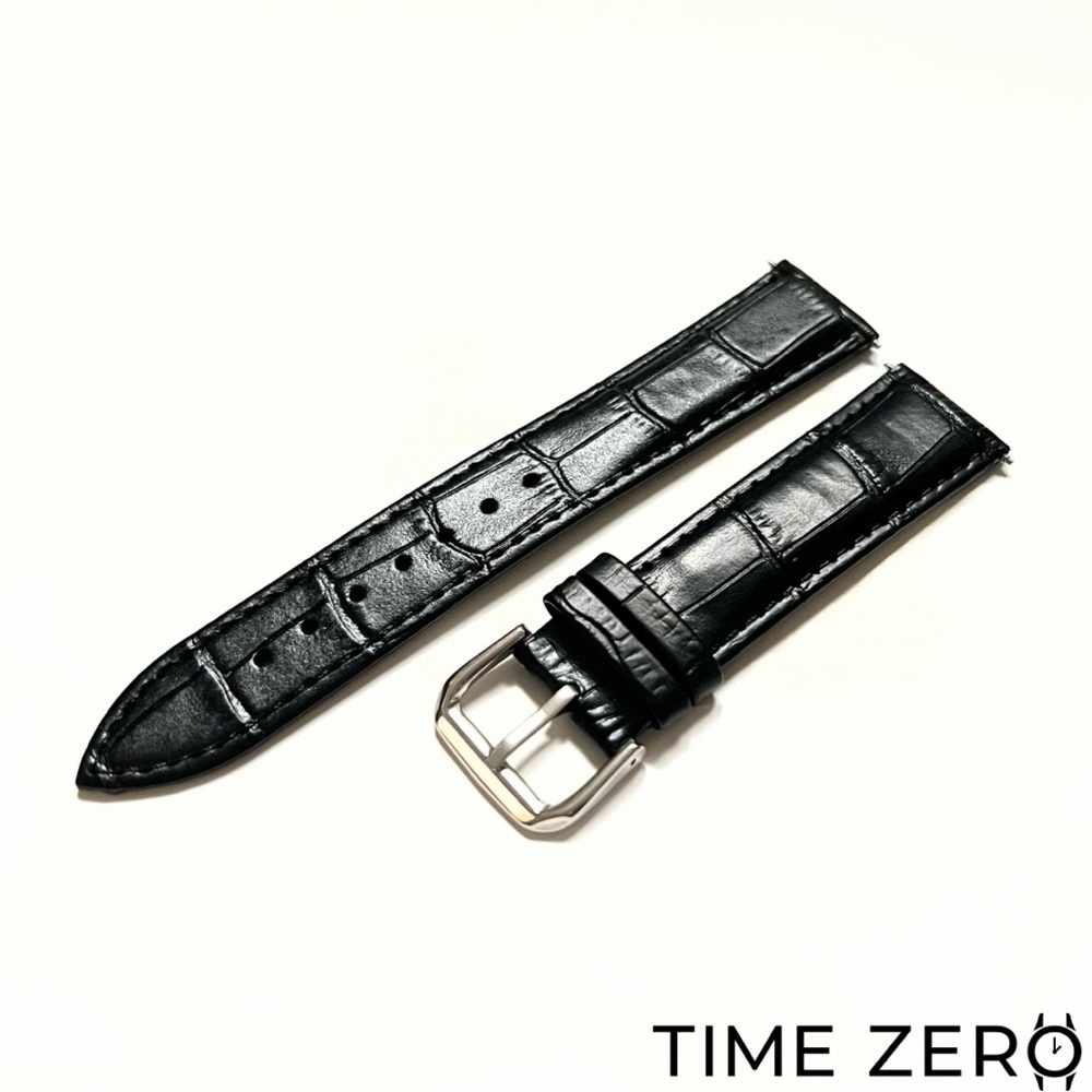 New Black Genuine Leather Croc Watch Strap (The Heritage Collection) Time Zero